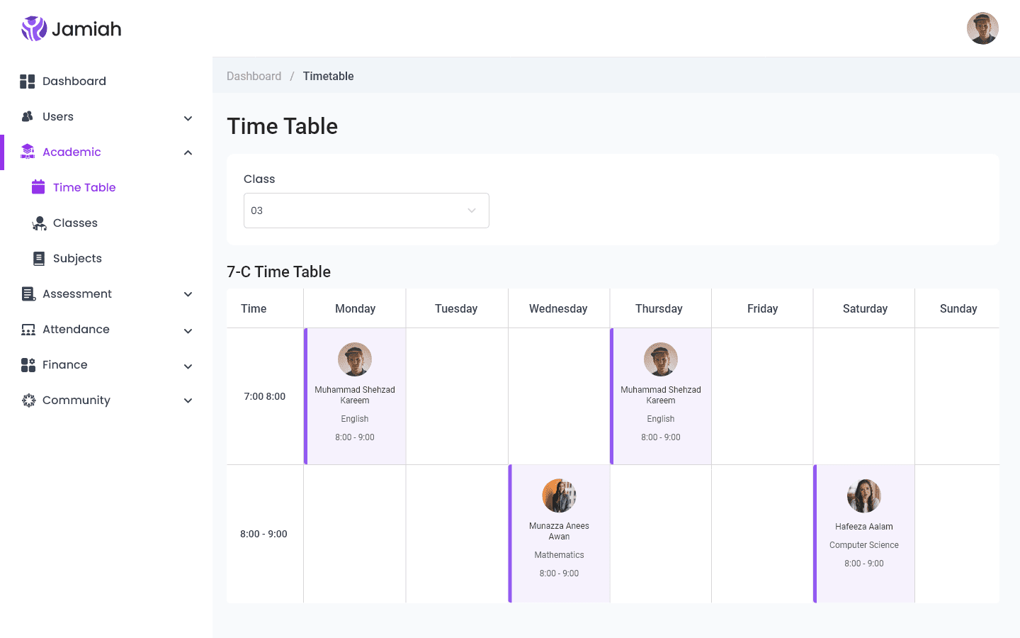 Timetable Management